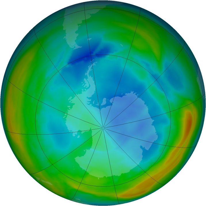 Antarctic ozone map for 27 July 2005